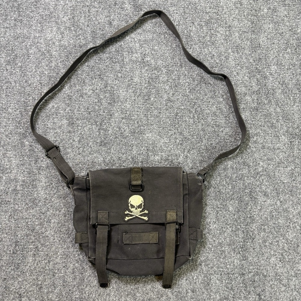 Vintage Skull Crossbody Bag Black Cross Bones Grunge Skateboard Y2K Military